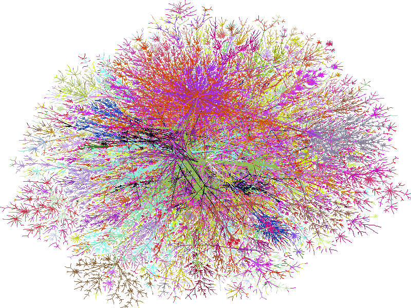 Internet topology map by Bill Cheswick and Hal Burch, 1999