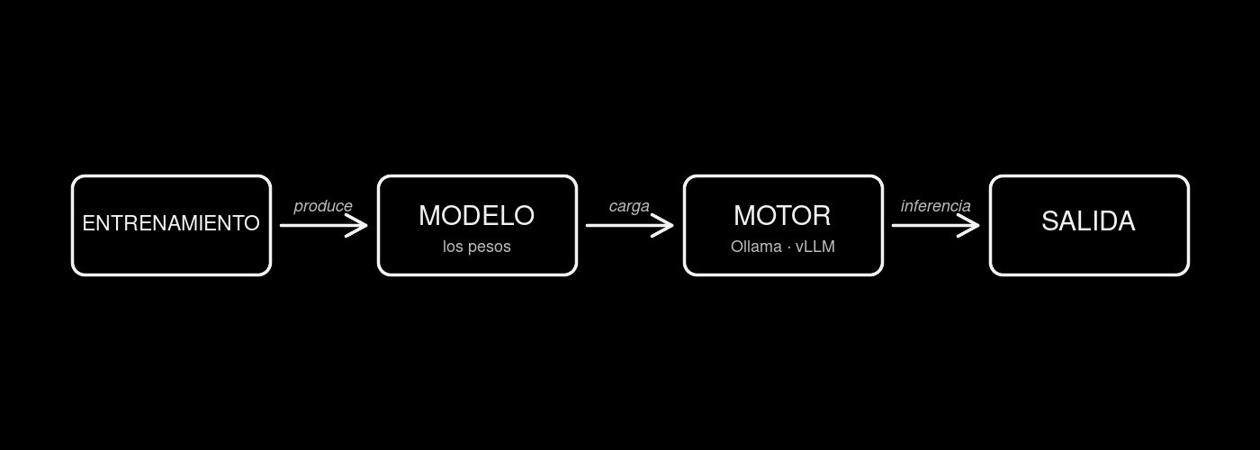 Entrenamiento, modelo, motor, salida: de qué está hecho un modelo y cómo se ejecuta.