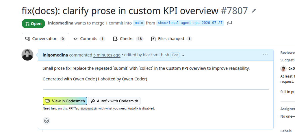 Página del pull request #7807 en GitHub.